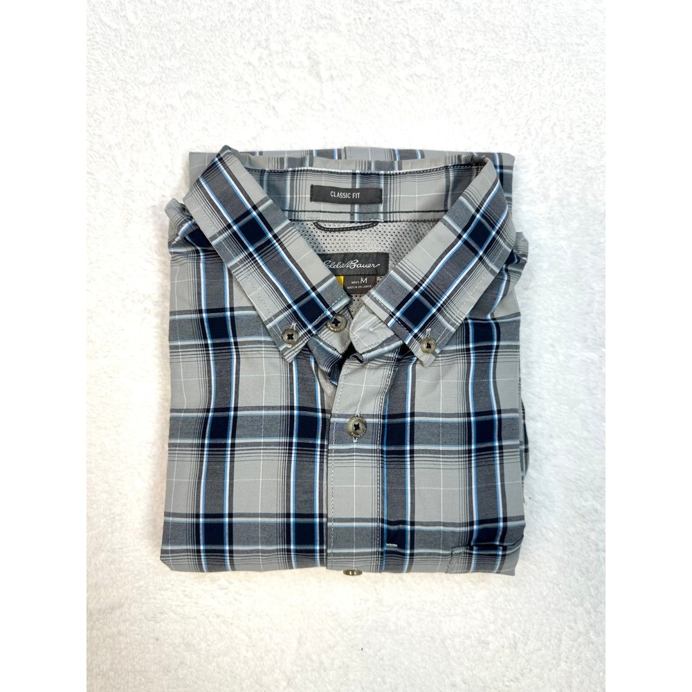 Eddie Bauer Shirt‎ Travex M classic blue plaid fishing outdoor gorpcore - Picture 4 of 11